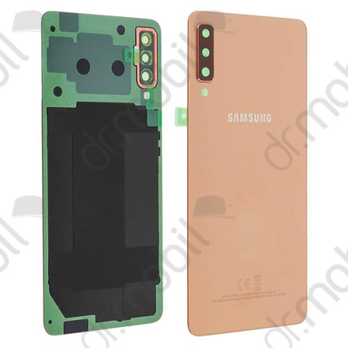 Akkufedél Samsung SM-A750F Galaxy A7 (2018) hátlap arany, ragasztóval, kamera plexivel 